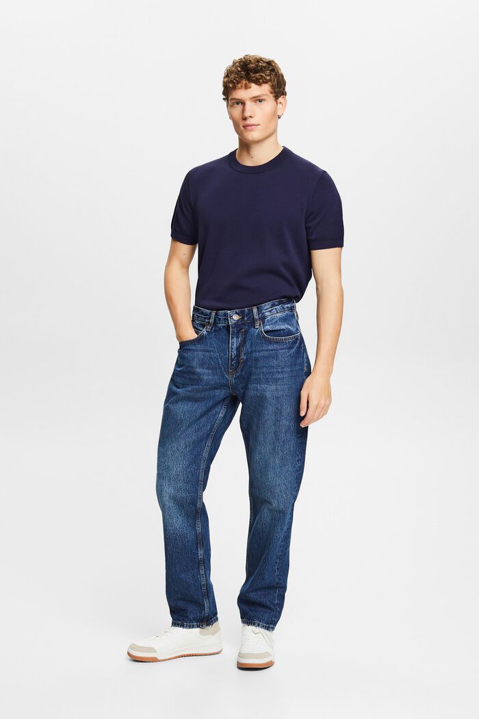 Jeans mit geradem Bein und mittlerer Bundhöhe, BLUE DARK WASHED, detail image number 5