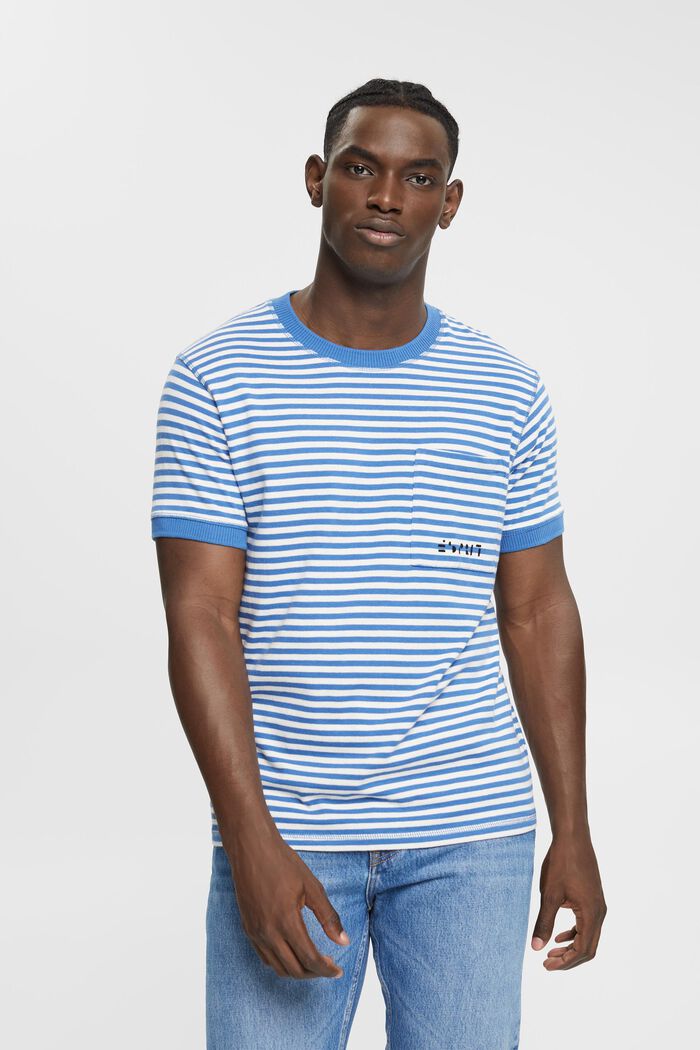 Strick-T-Shirt mit Streifen, BLUE, overview