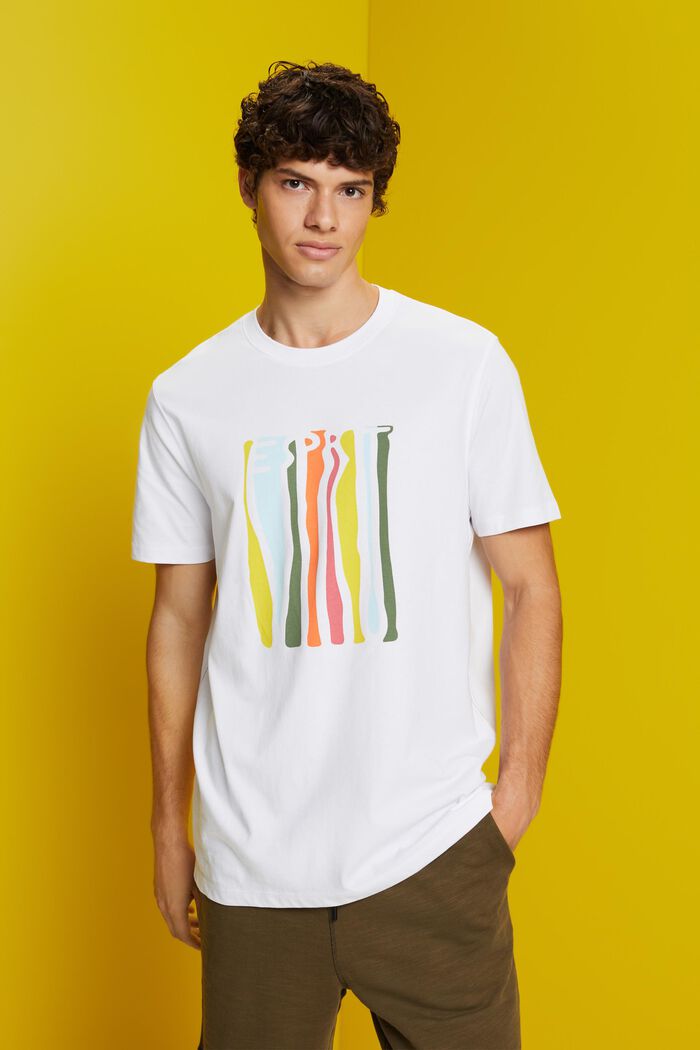 T-shirt en jersey imprimé, 100 % coton, WHITE, detail image number 0
