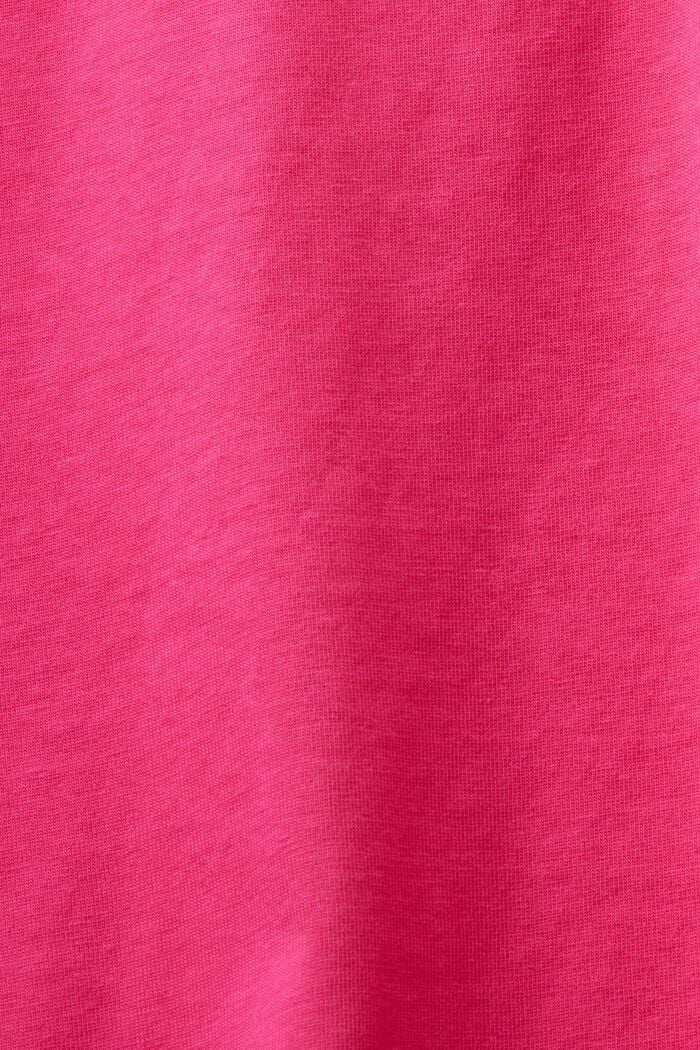 T-shirt à encolure ronde en coton, PINK FUCHSIA, detail image number 4