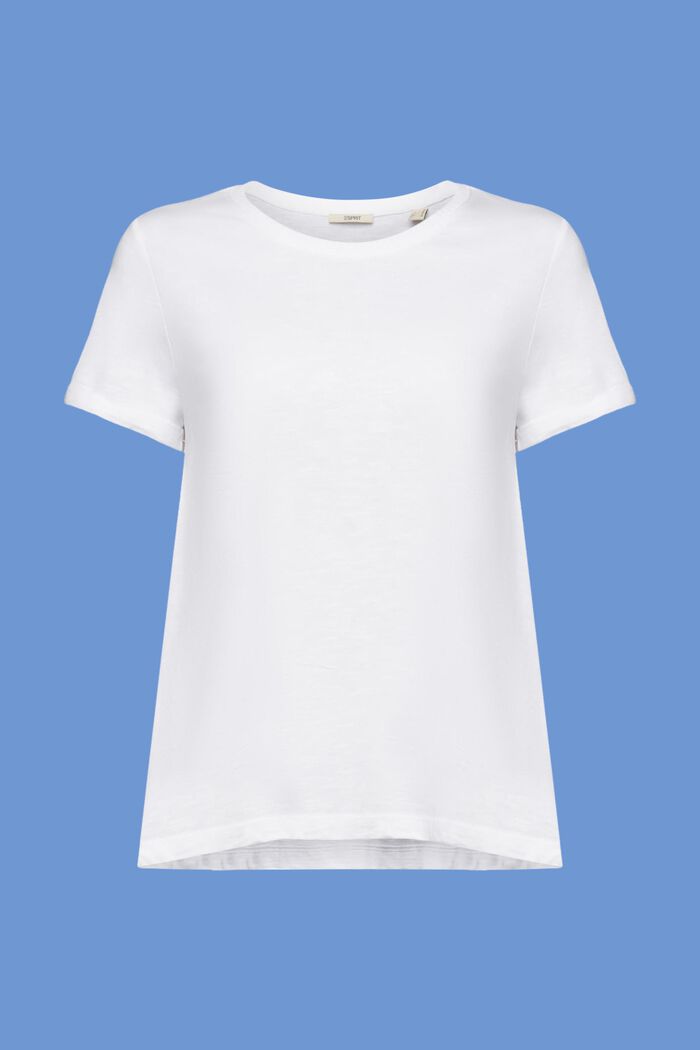 T-shirt basique à encolure ronde, 100 % coton, WHITE, detail image number 6
