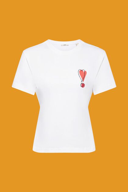 Baumwoll-T-Shirt mit gesticktem Herzmotiv
