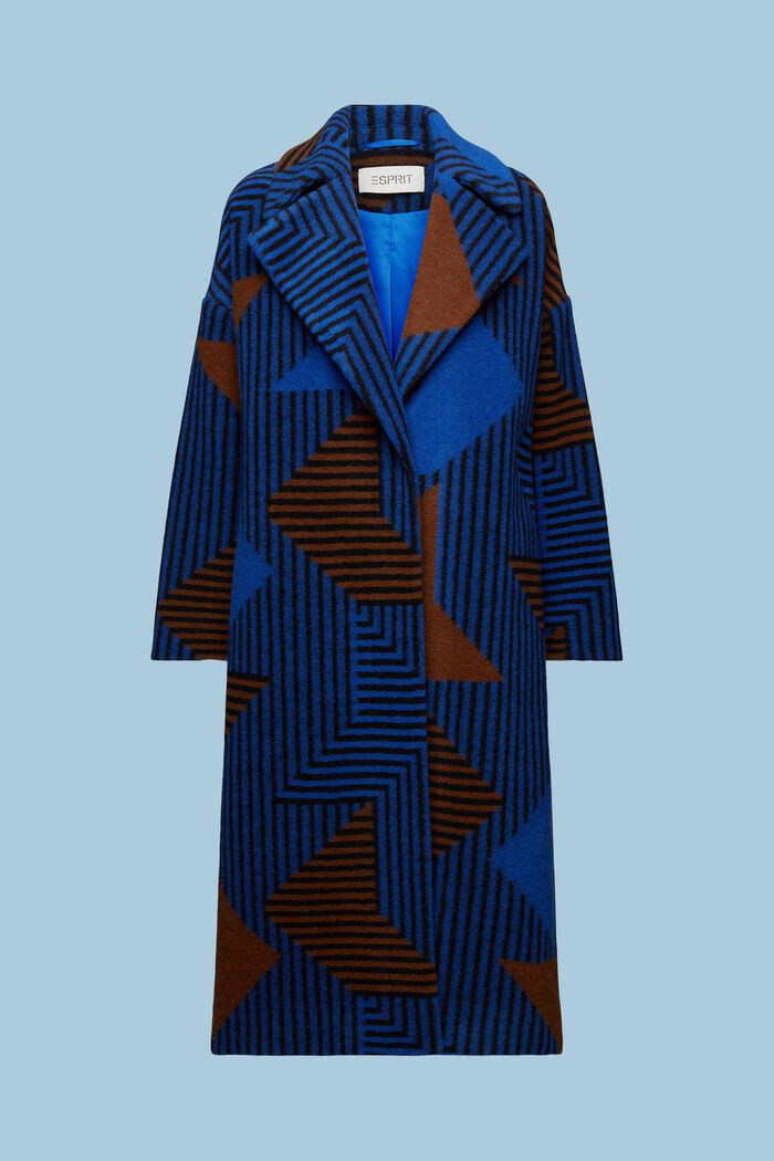 Manteau imprimé en laine mélangée, BRIGHT BLUE, detail image number 7