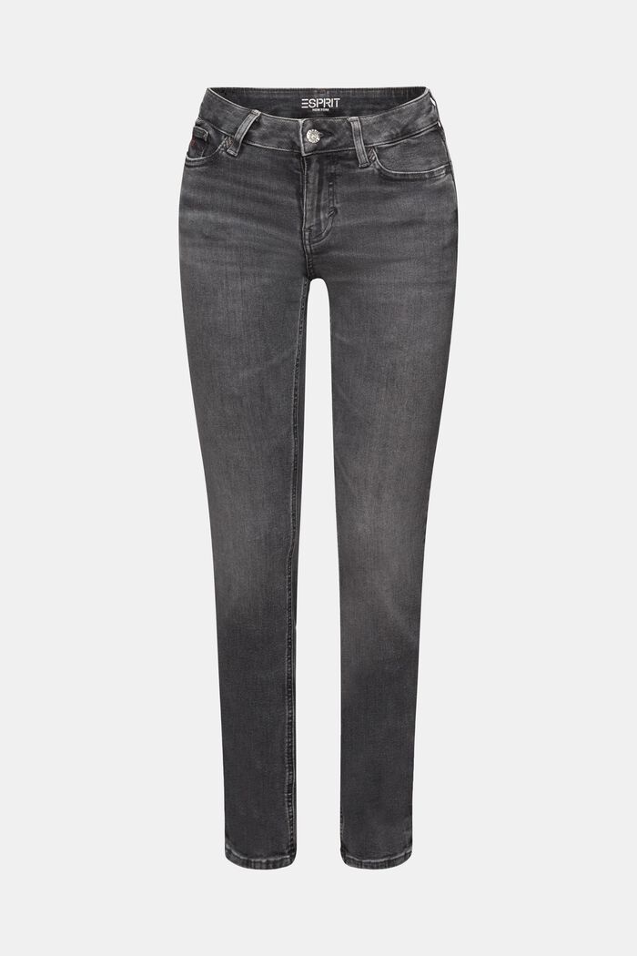Schmale Jeans mit mittlerer Bundhöhe, BLACK DARK WASHED, detail image number 7