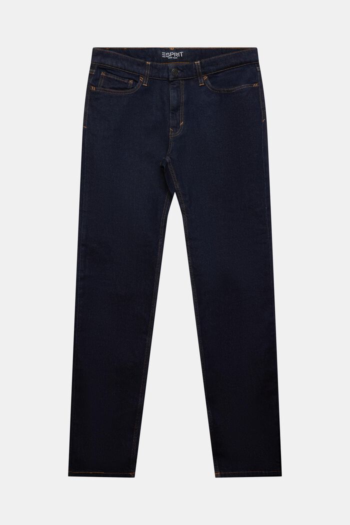 Jeans mit geradem Bein und mittlerer Bundhöhe, BLUE RINSE, detail image number 7