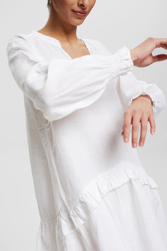 Kleid aus 100% Leinen, WHITE, detail image number 3