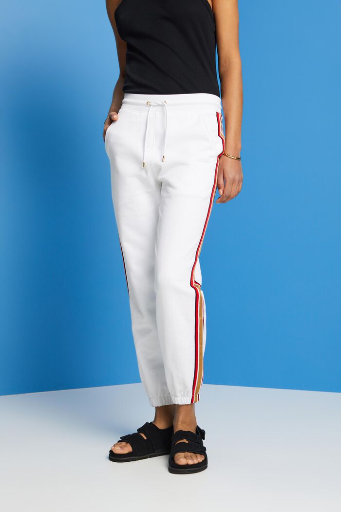 Pantalon de survêtement rayé en coton, WHITE, detail image number 0