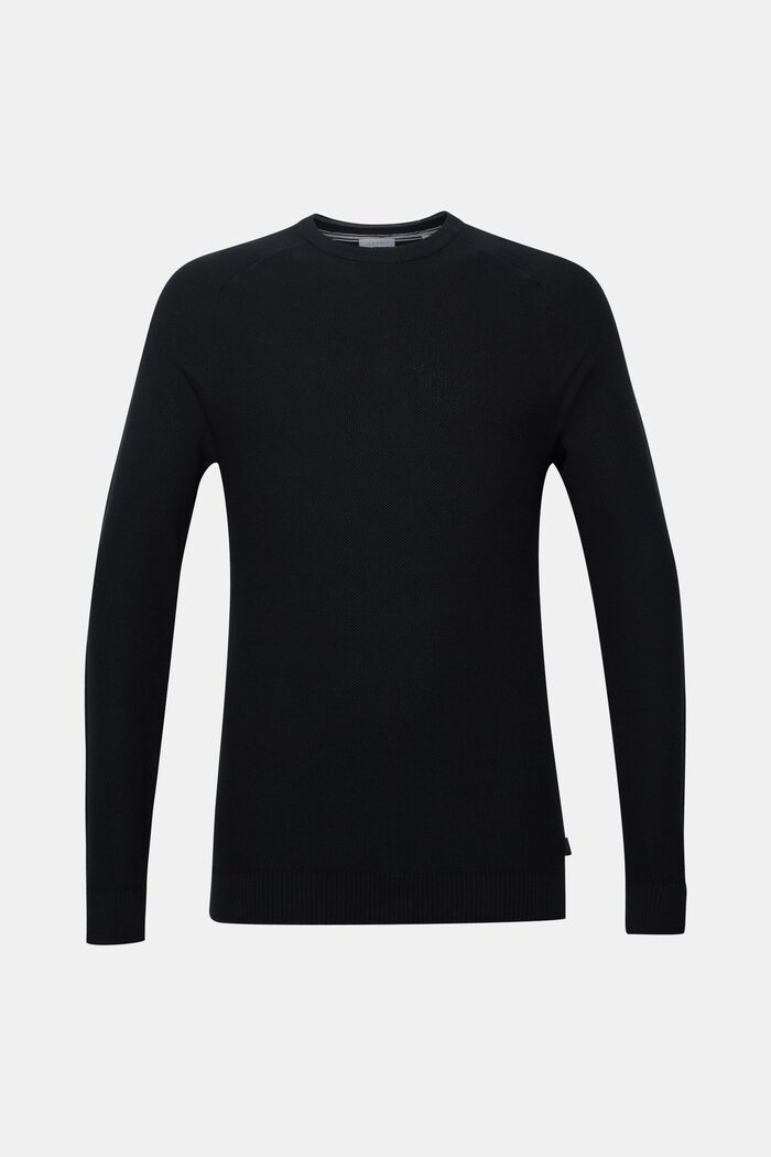 Piqué-Pullover, 100% Baumwolle, BLACK, detail image number 0