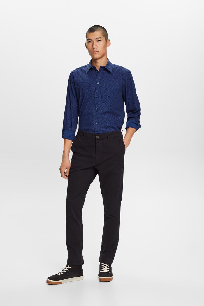 Pantalon chino slim en twill de coton, BLACK, detail image number 1