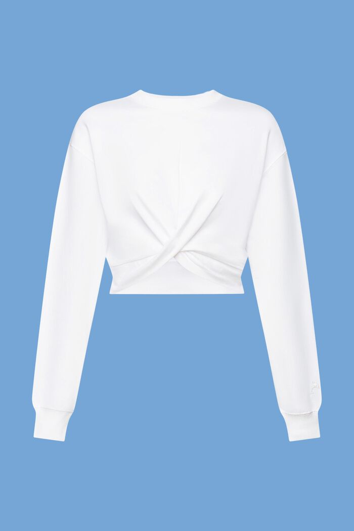 Verkürztes Sweatshirt mit Knotendetail, WHITE, detail image number 7
