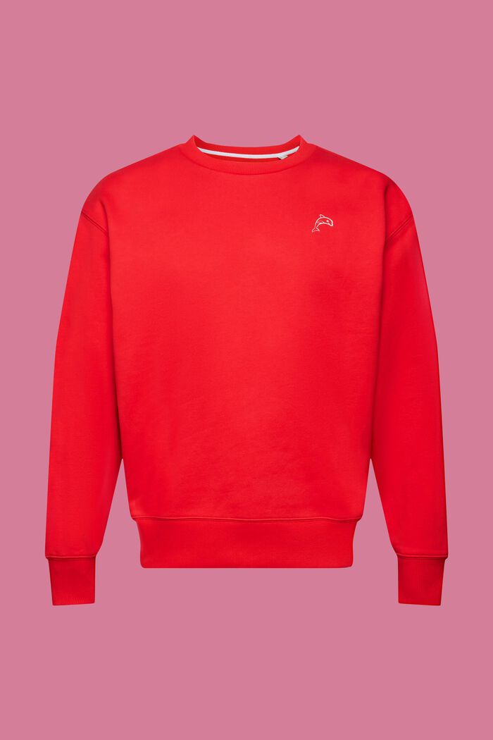 Sweat-shirt orné d’un petit dauphin imprimé, ORANGE RED, detail image number 6