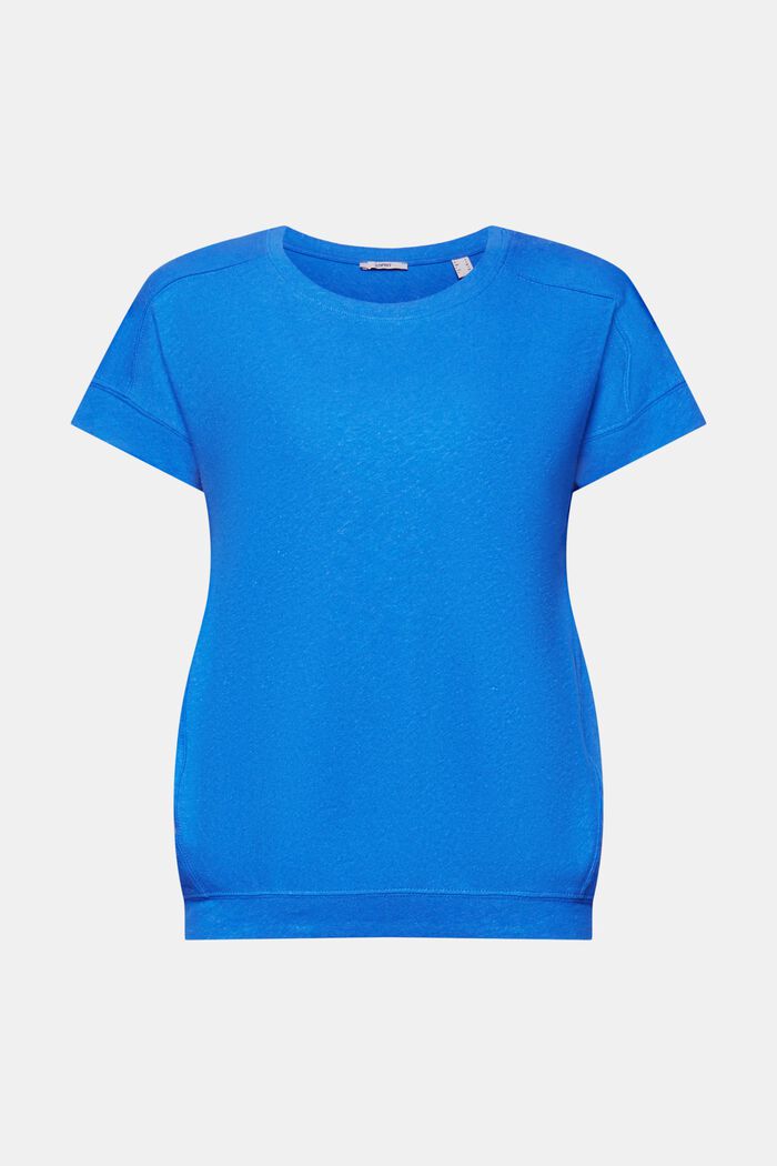 T-Shirt aus Baumwoll-Leinen-Mix, BRIGHT BLUE, detail image number 5