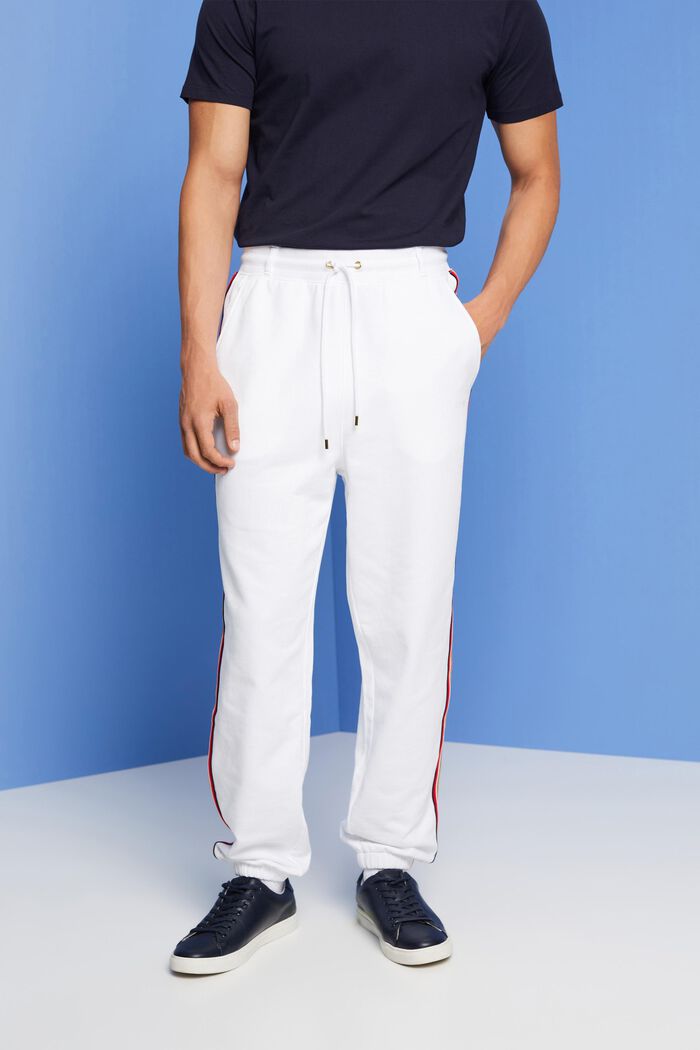 Pantalon de survêtement rayé en coton, WHITE, detail image number 0