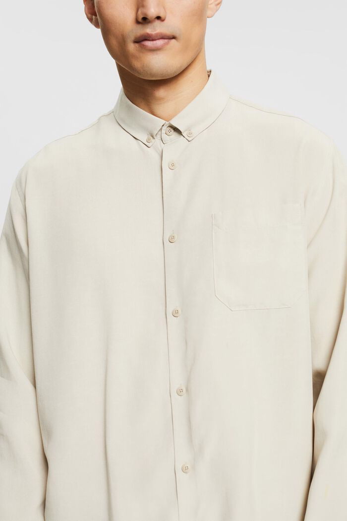 À teneur en lin : la chemise dotée d'un col à pointes boutonnées, LIGHT BEIGE, detail image number 2