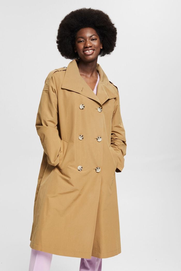 Recycelt: Trenchcoat mit Baumwolle, OLIVE, overview