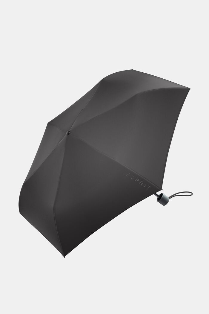 Parapluie de poche noir orné d’un logo imprimé, ONE COLOR, detail image number 0