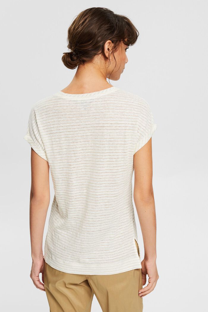 En lin : le t-shirt à motif à rayures scintillantes, OFF WHITE, detail image number 3