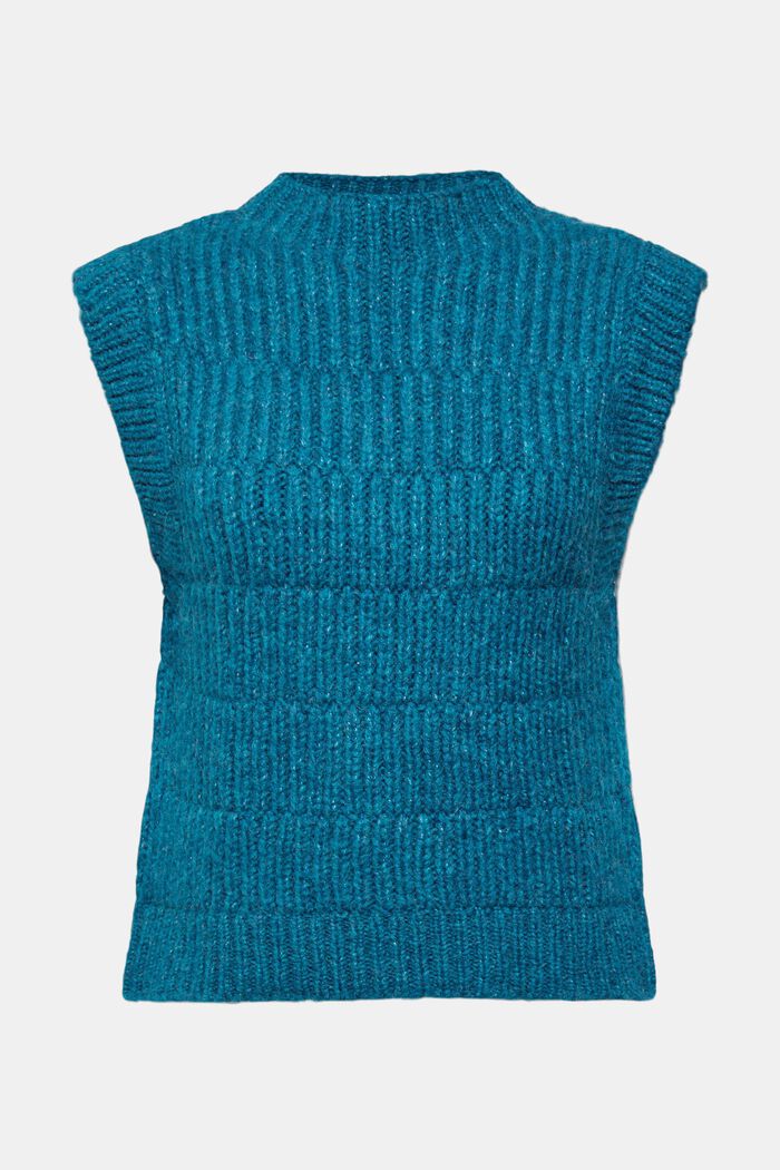 Pull sans manches en laine mélangée, TEAL BLUE, detail image number 2