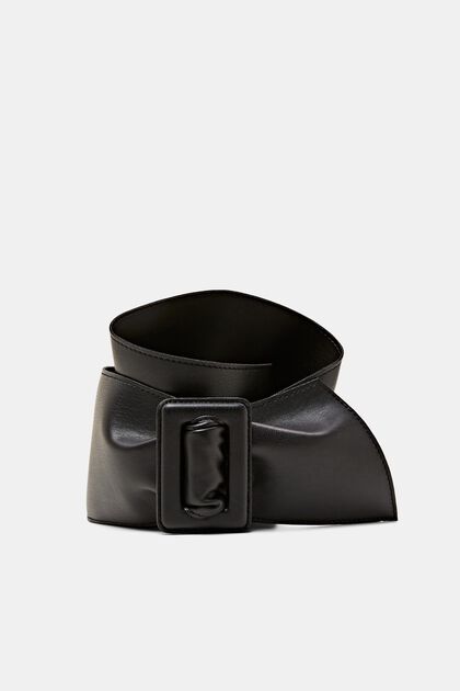 Large ceinture taille haute en similicuir, BLACK, overview