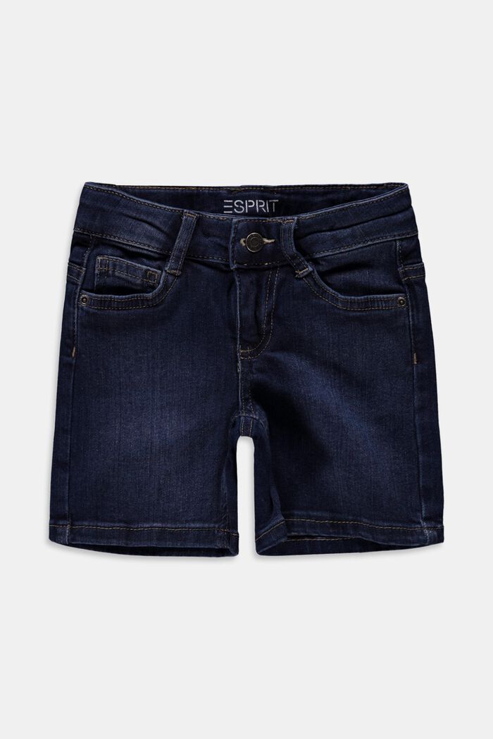 Short en jean à taille ajustable, BLUE DARK WASHED, overview