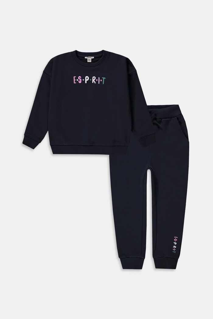 Ensemble : sweat-shirt et pantalon de jogging, 100 % coton, NAVY, detail image number 0