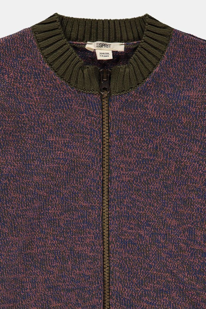 Cardigan zippé en coton mélangé, KHAKI GREEN, detail image number 2