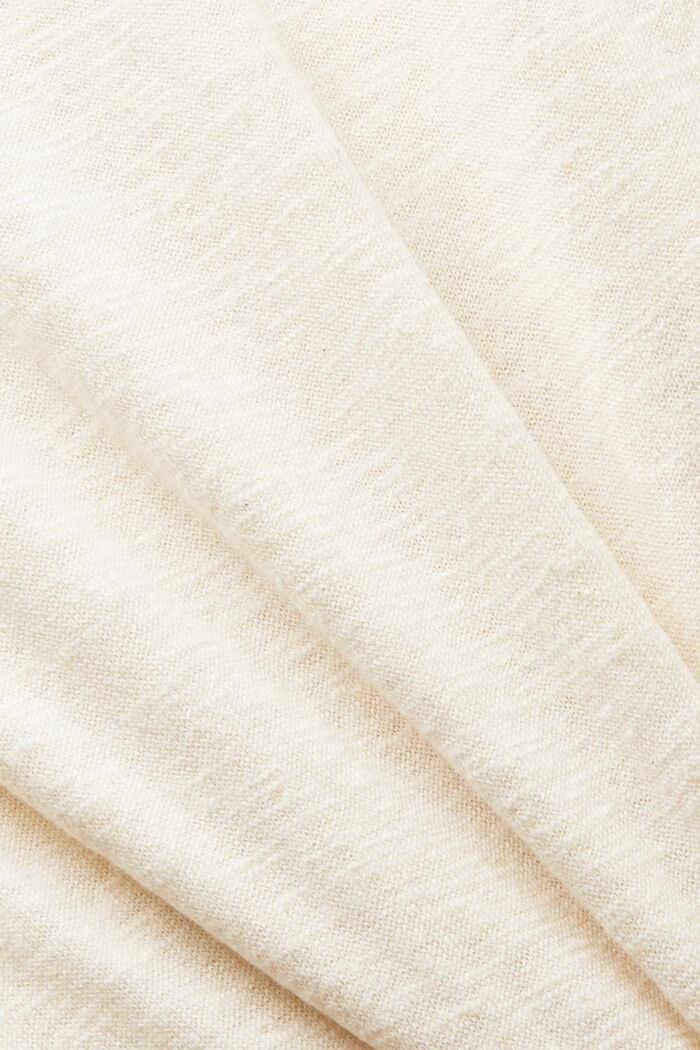 Pull-over à col ras-du-cou en coton et lin, CREAM BEIGE, detail image number 4