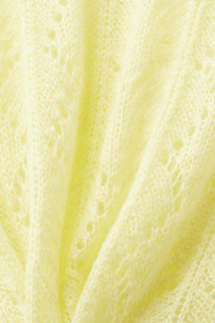 Pull-over en laine mélangée à maille ajourée, LIME YELLOW, detail image number 5