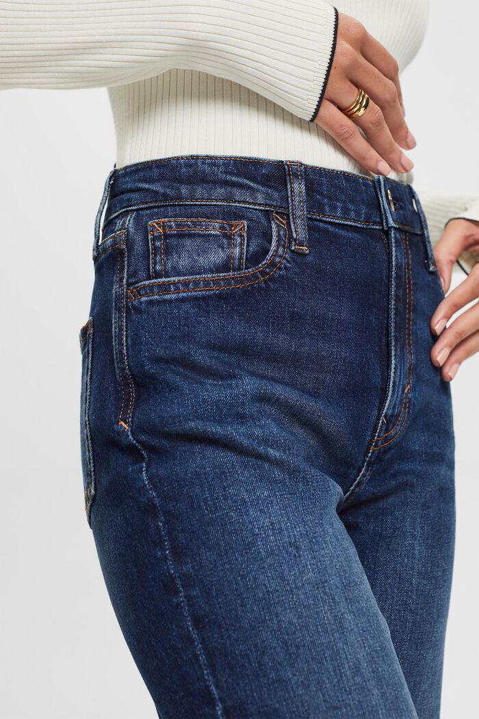 Retro-Jeans mit gerader Passform und hohem Bund, BLUE DARK WASHED, detail image number 1