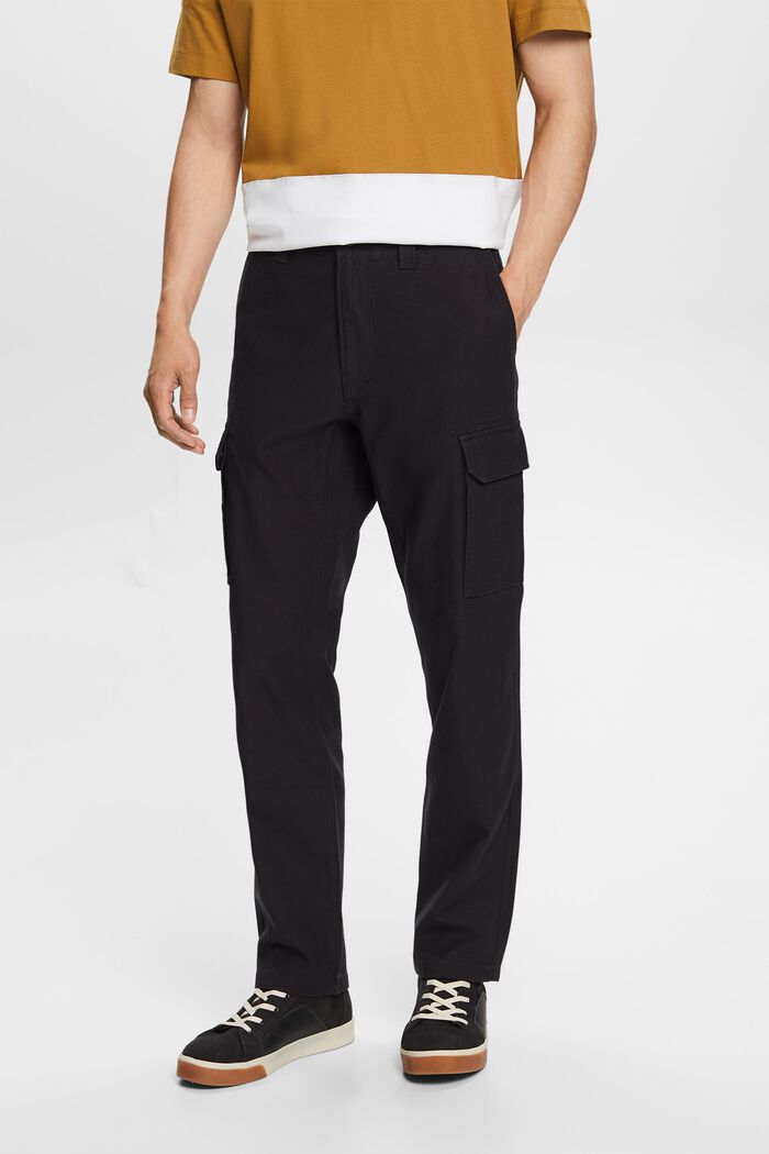Pantalon cargo en coton, BLACK, detail image number 0