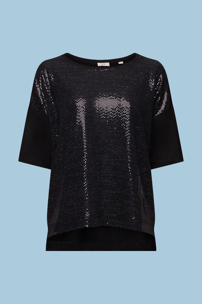T-shirt oversize orné d’une application de paillettes, BLACK, detail image number 5
