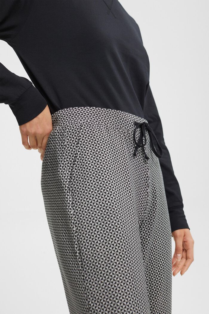 Pantalon en jersey à imprimé orné de dentelle, BLACK, detail image number 0