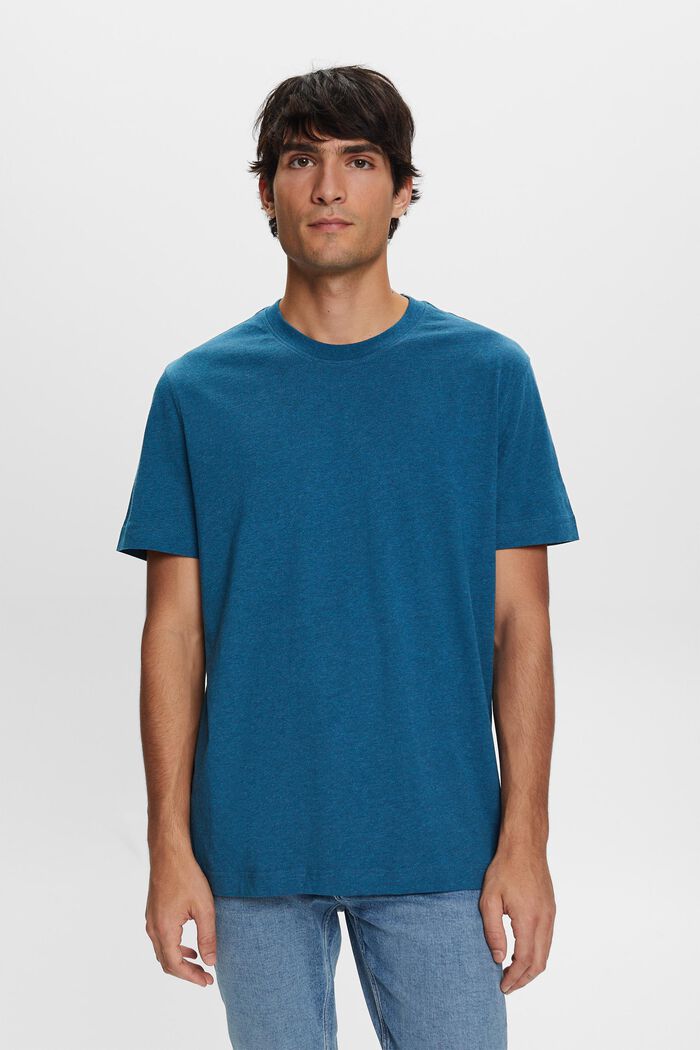T-shirt à encolure ronde, 100 % coton, GREY BLUE, detail image number 0