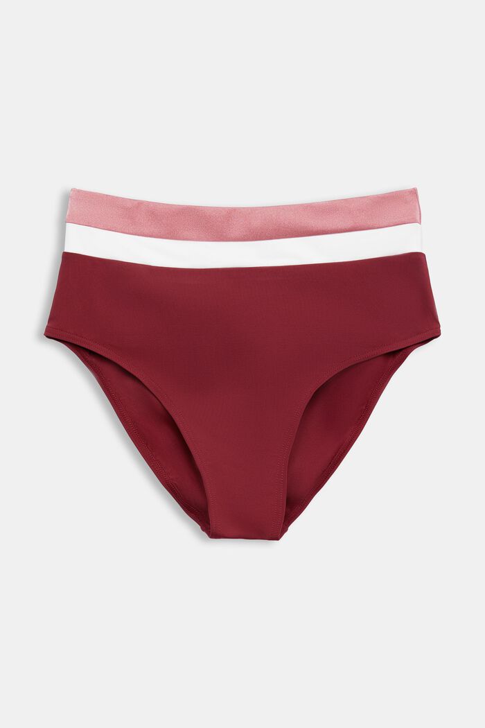 Bas de bikini taille haute tricolore, DARK RED, detail image number 5