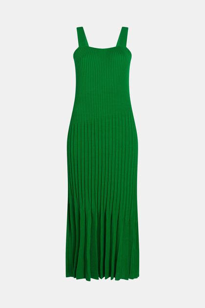 En matière recyclée : la robe longueur midi plissée, GREEN, overview