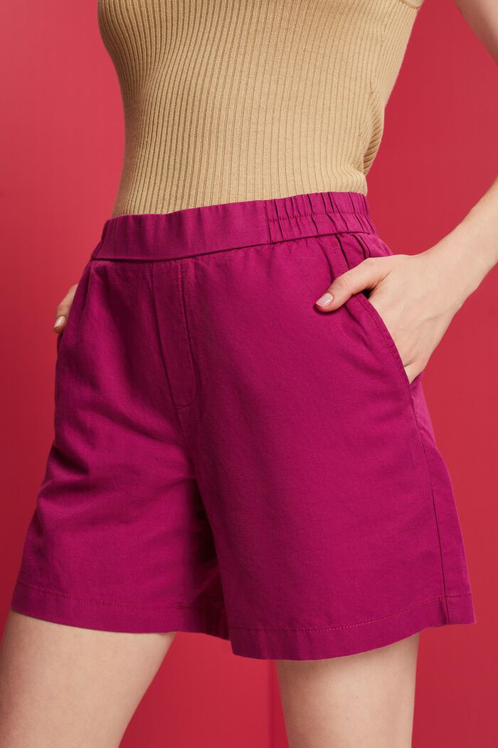 Pull-on-Shorts, Baumwolle-Leinen-Mix, DARK PINK, detail image number 2