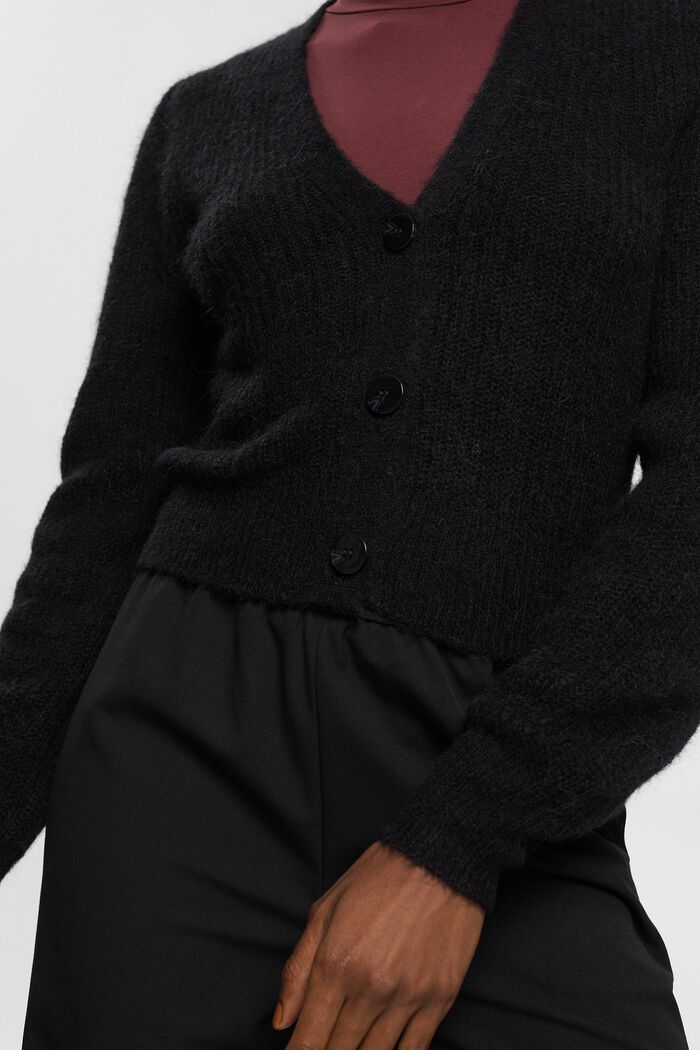 À teneur en laine/alpaga : le cardigan en maille, BLACK, detail image number 3