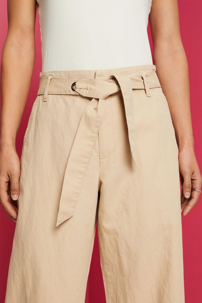 Jupe-culotte en coton et lin dotée d’une ceinture à nouer, SAND, detail image number 2