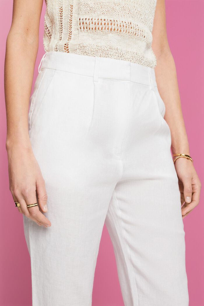 Pantalon raccourci en lin, WHITE, detail image number 2