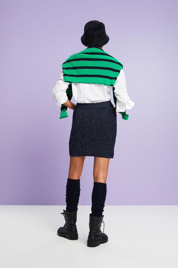 Mini-jupe en maille effet lamé, NAVY, detail image number 3