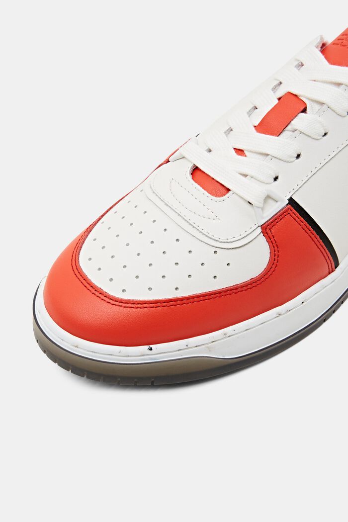 Ledersneakers mit Schnürung, CORAL RED, detail image number 3