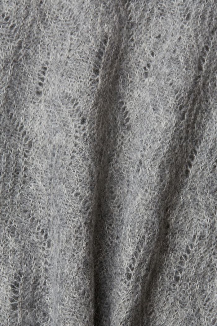 Pointelle-Cardigan, Woll-/Alpaka-Mischung, MEDIUM GREY, detail image number 5