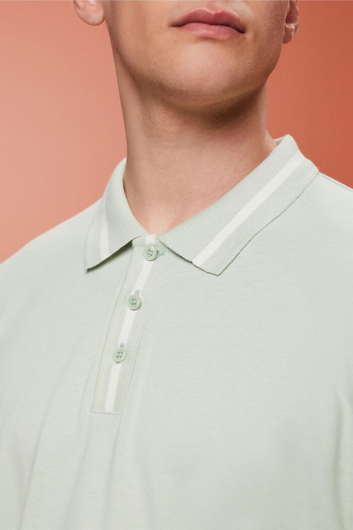 Polo-Shirt aus Jersey, Baumwollmix, PASTEL GREEN, detail image number 2