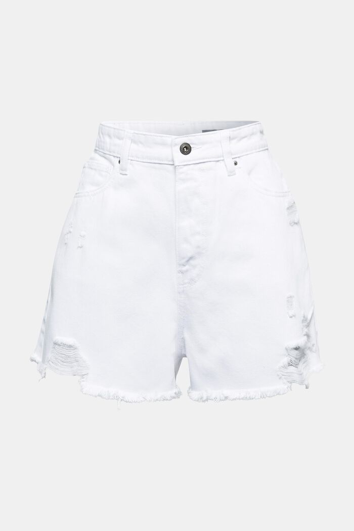 Short en jean à taille haute, WHITE, detail image number 0