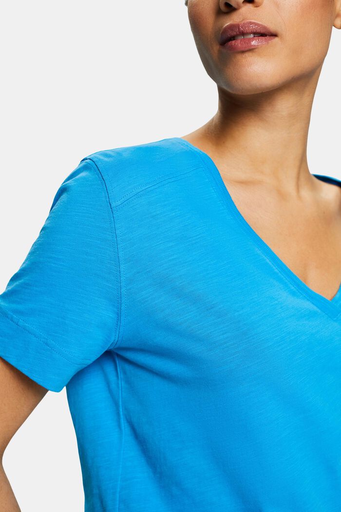 Jersey-T-Shirt mit V-Ausschnitt, BLUE, detail image number 3