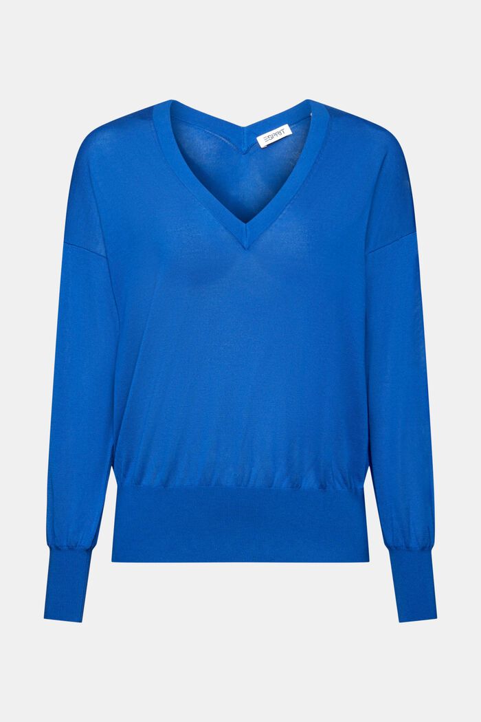 Pullover mit V-Ausschnitt, BRIGHT BLUE, detail image number 6
