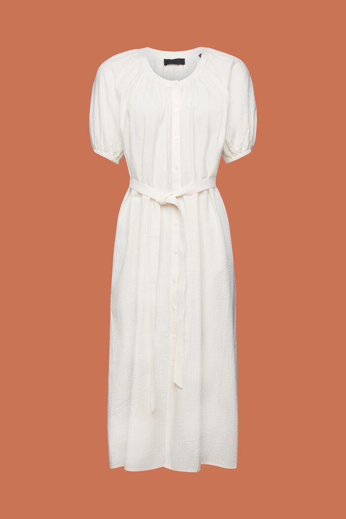 Robe-chemise longueur midi dotée d’une ceinture à nouer, coton mélangé, WHITE, detail image number 5