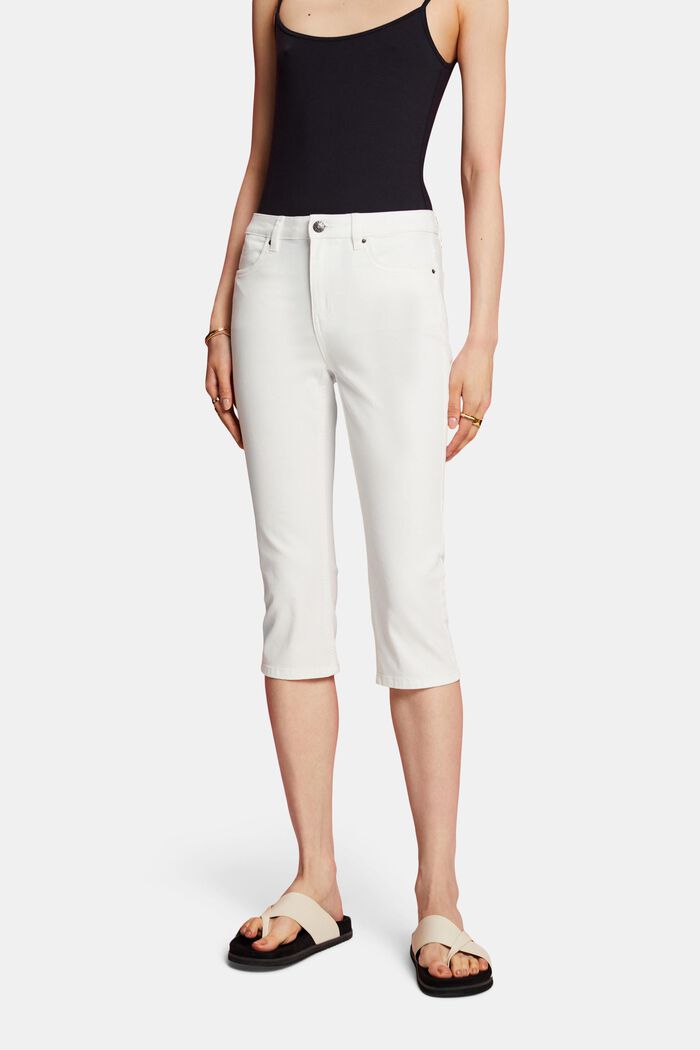 Capri-Jeans mit mittelhohem Bund, WHITE, detail image number 0