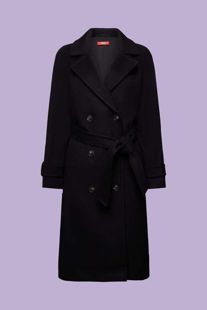Trench-coat en laine et cachemire, BLACK, detail image number 6