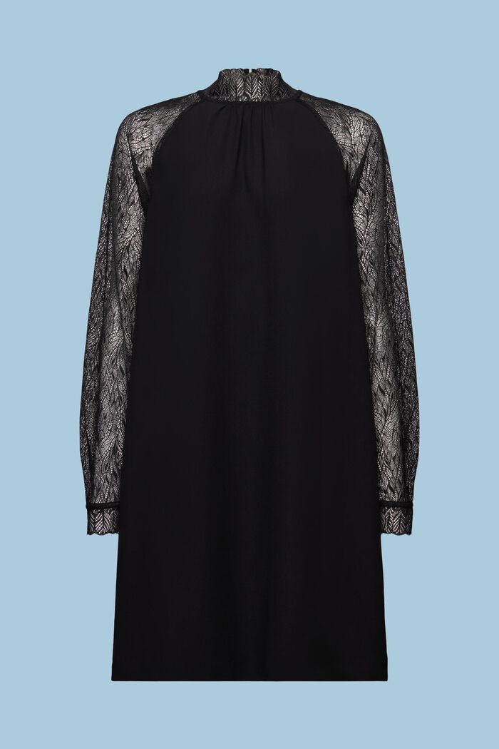 Mini-robe ornée de passementerie en dentelle, BLACK, detail image number 7